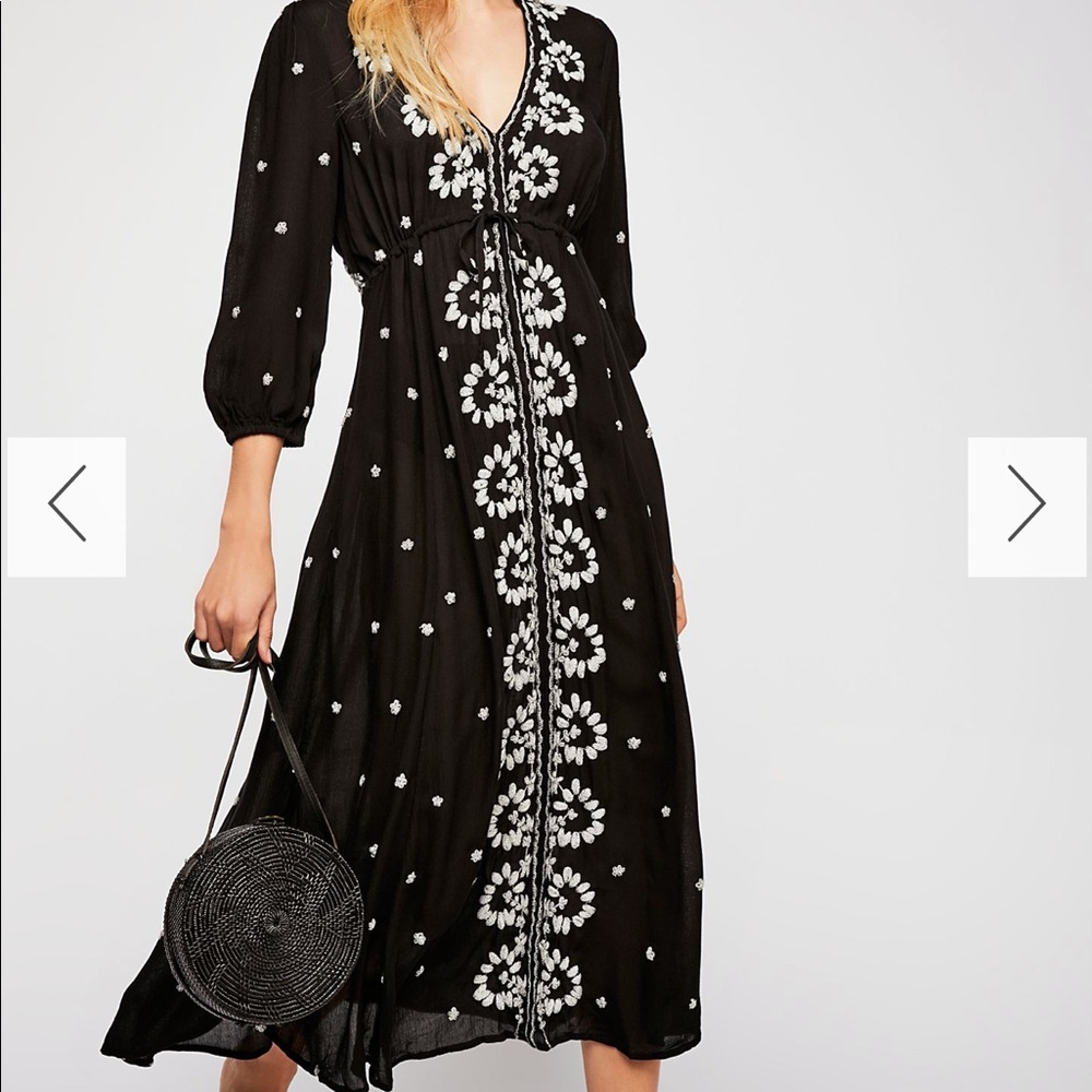 Free People Embroidered Fable Midi Dress